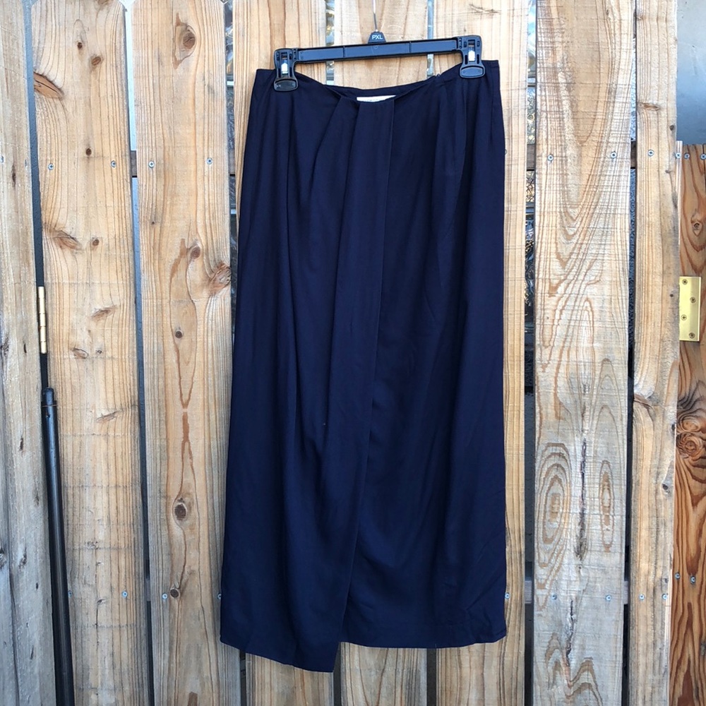 Pleated faux wrap maxi skirt